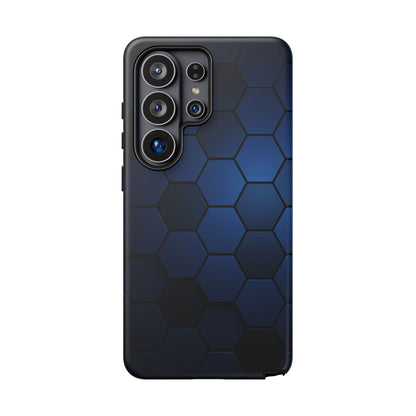 Blue Hexagon Gradient Phone Case | Honeycomb Geometric Tech Aesthetic | Minimalist Tough Case for iPhone & Samsung