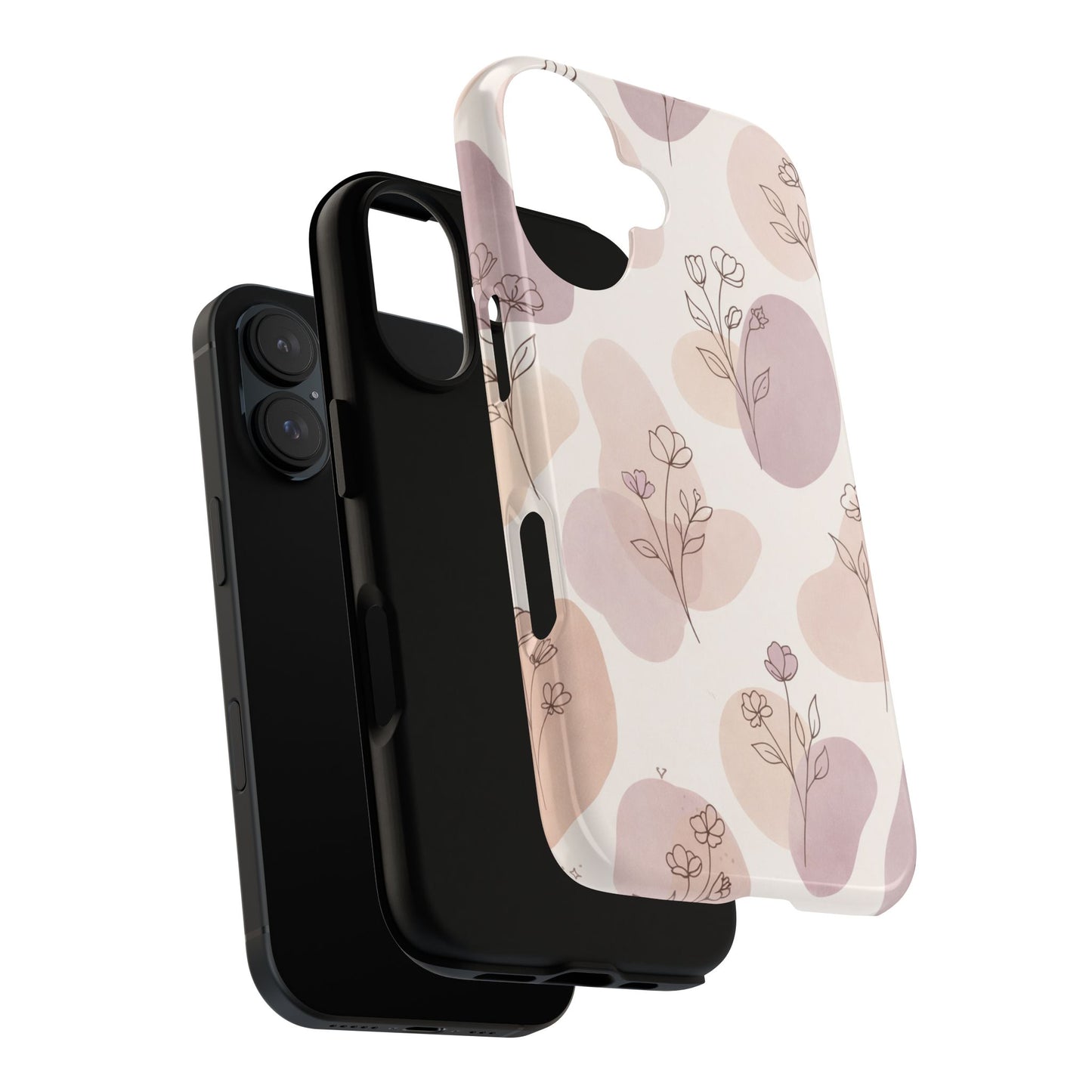 Blush Floral Phone Case Neutral Botanical Watercolor Tough Cover