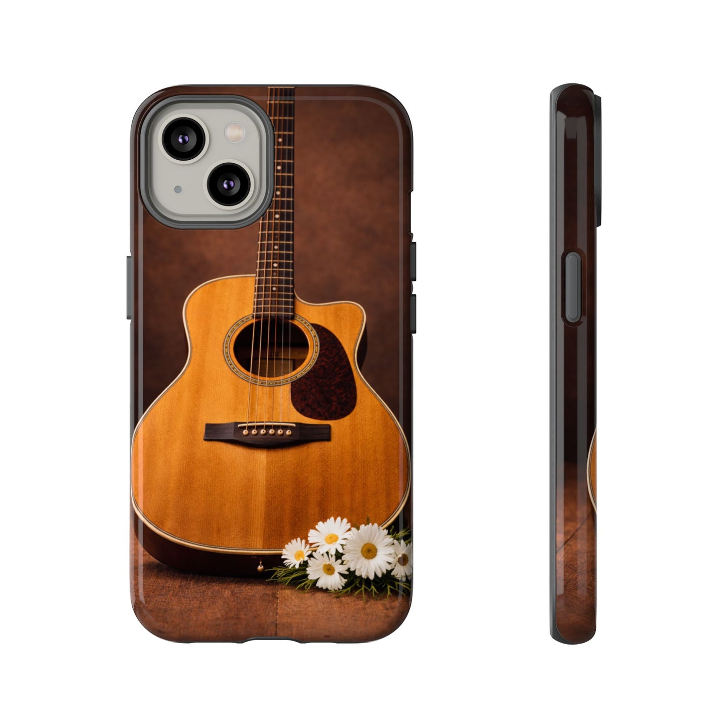Acoustic Guitar Daisy Phone Case | Rustic Music Lover Tough Cover