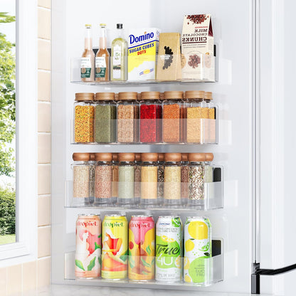 Magnetic Spice Rack for Refrigerator, Kitchen Organizer and Storage Shelf, Black (4 Pack)…