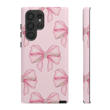Pink Bow Pattern Phone Case | Coquette Aesthetic Tough Protective Case