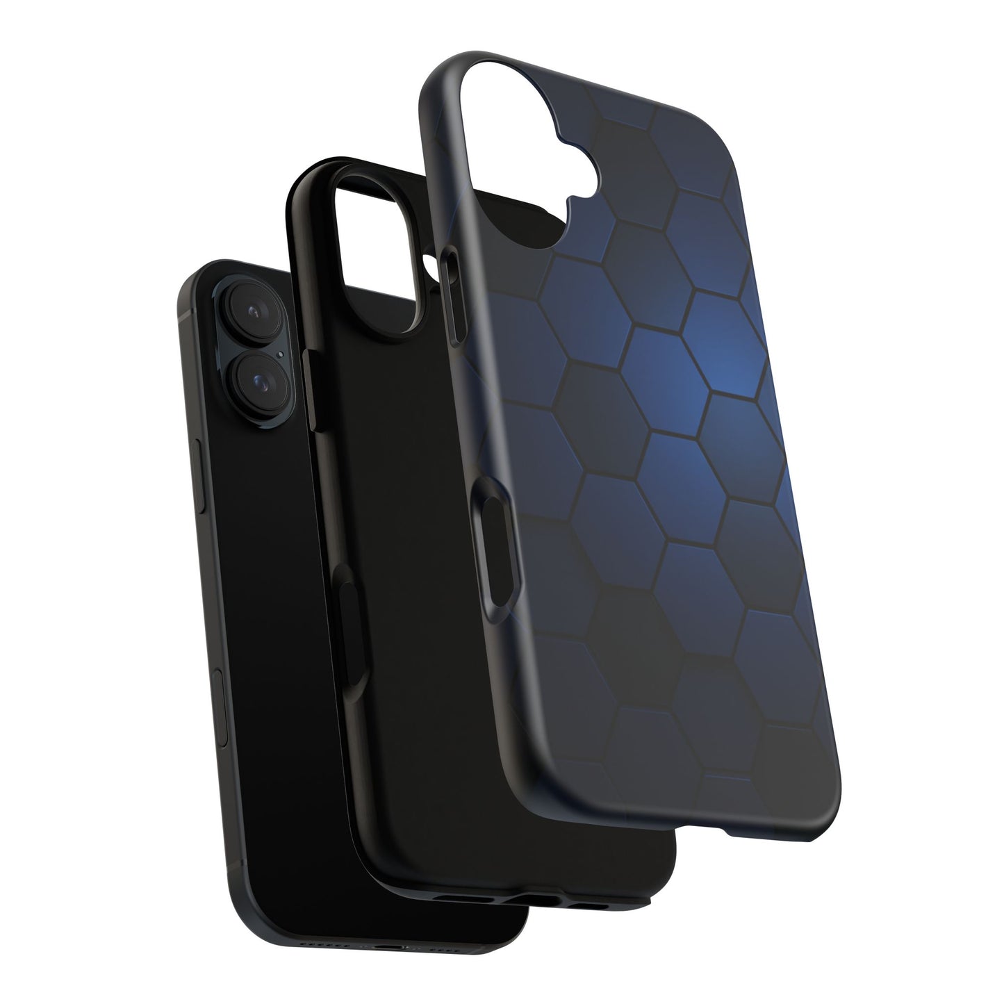 Blue Hexagon Gradient Phone Case | Honeycomb Geometric Tech Aesthetic | Minimalist Tough Case for iPhone & Samsung