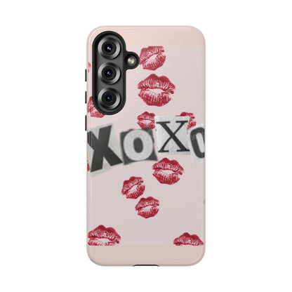 XOXO Kiss Print Phone Case | Coquette Valentine Aesthetic | Cute Pink Lipstick Kiss Tough Case for iPhone & Samsung