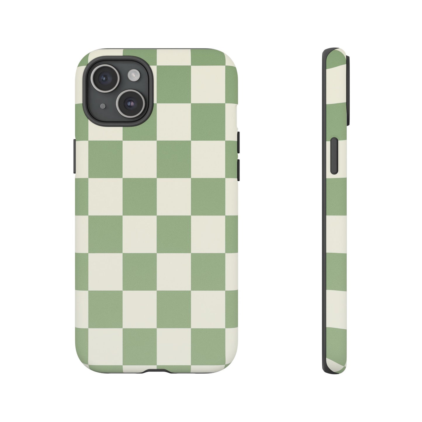 Sage Green Checkerboard Phone Case | Minimal Aesthetic Tough Case