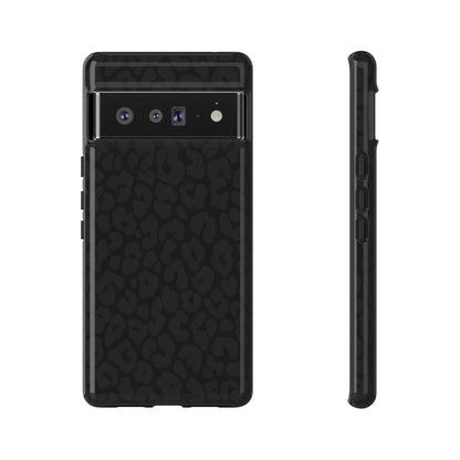 Black Leopard Phone Case | Black on Black Leopard Print Tough iPhone & Samsung Case | Matte or Glossy Protective Cover