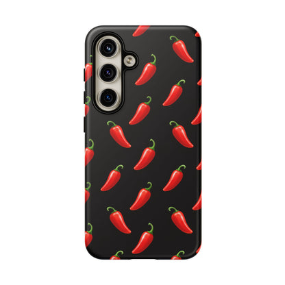 Spicy Chili Pepper Phone Case – Black Cute Hot Pepper Tough Cover for Iphone, Samsung Galaxy and Pixel