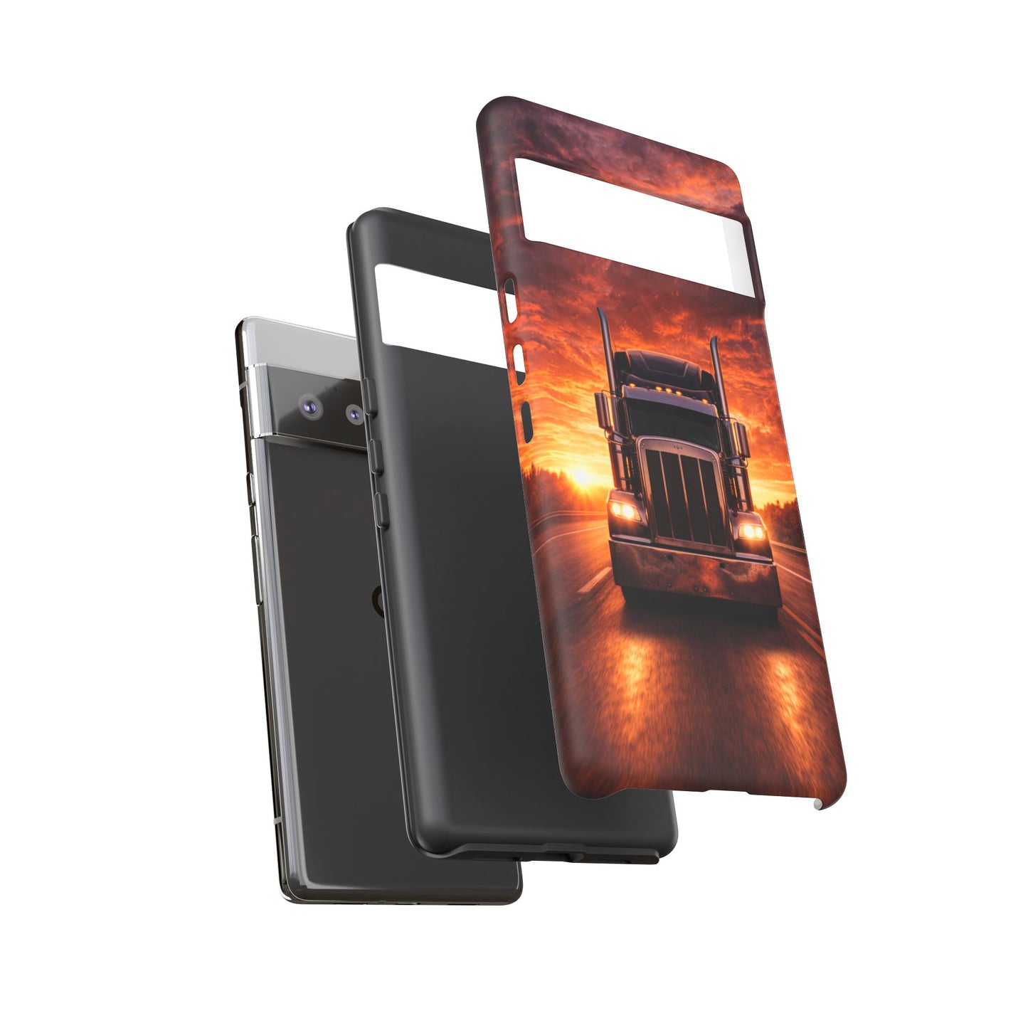 Big Rig Truck Phone Case Sunset Highway Semi Truck iPhone Samsung Cover
