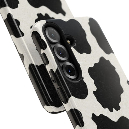 Black & White Cow Print Phone Case | Western Aesthetic iPhone & Samsung Tough Case