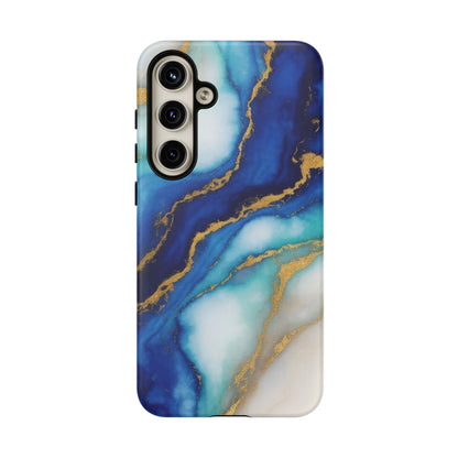 Blue & Gold Marble Phone Case – Luxury Resin Art Tough Case (iPhone, Samsung, Pixel)
