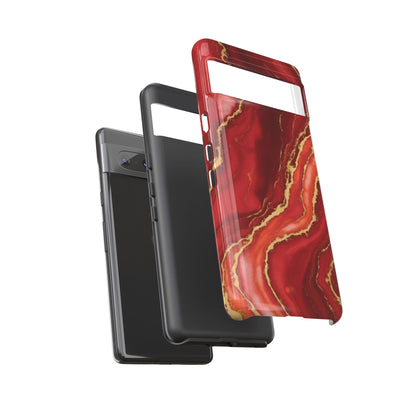 Red Agate Marble Phone Case – Gold Vein Luxury Stone Tough Case (iPhone, Samsung, Pixel)