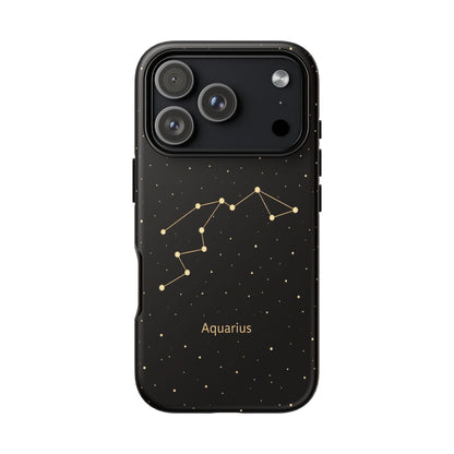 Aquarius Zodiac Constellation Phone Case – Luxe Gold Celestial Cover