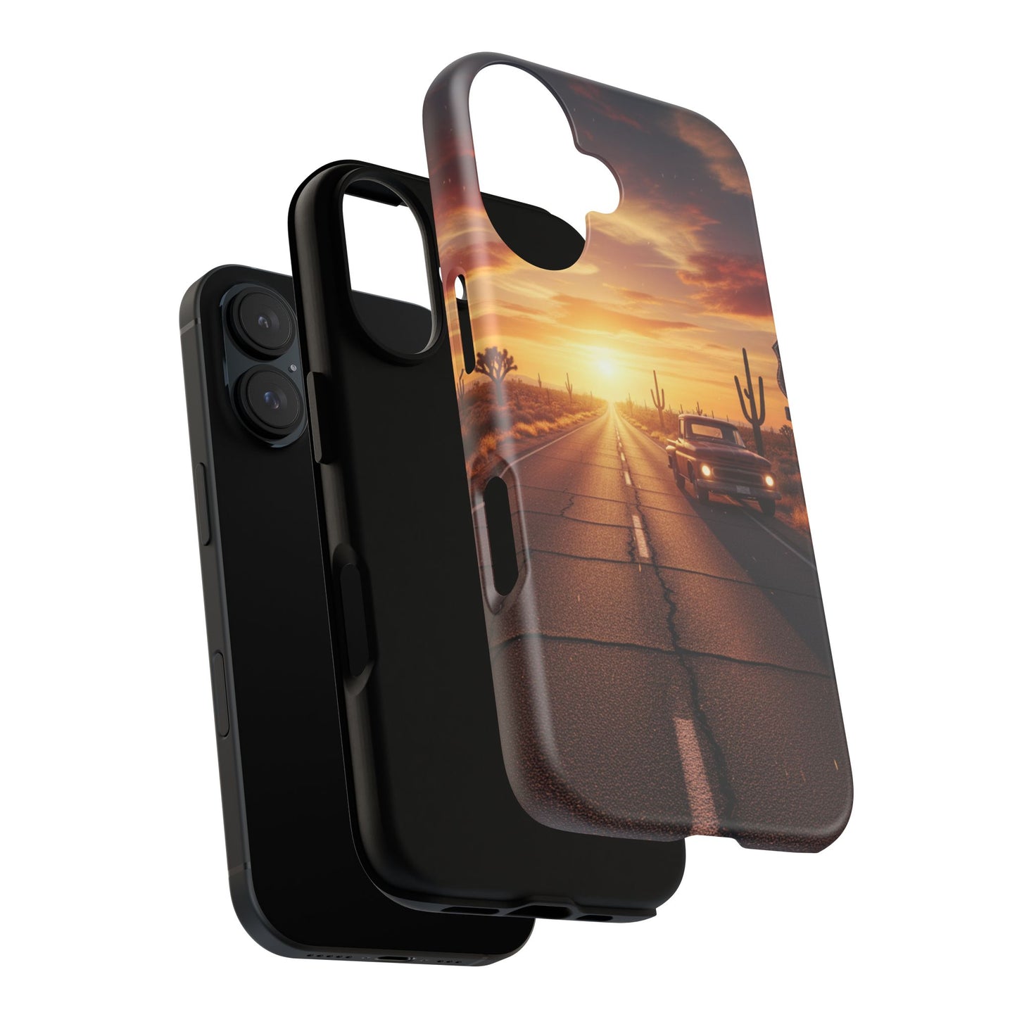 Route 66 Sunset Desert Highway Phone Case – Road Trip Travel Aesthetic Tough Case