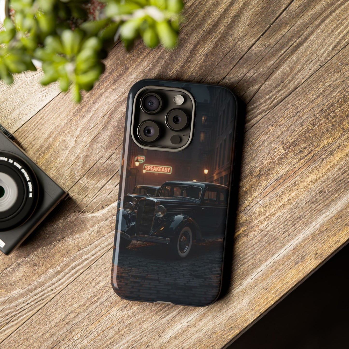 Vintage Classic Car Phone Case | Retro Noir Aesthetic | 1930s Street Scene Tough Case for iPhone & Samsung