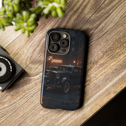 Vintage Classic Car Phone Case | Retro Noir Aesthetic | 1930s Street Scene Tough Case for iPhone & Samsung