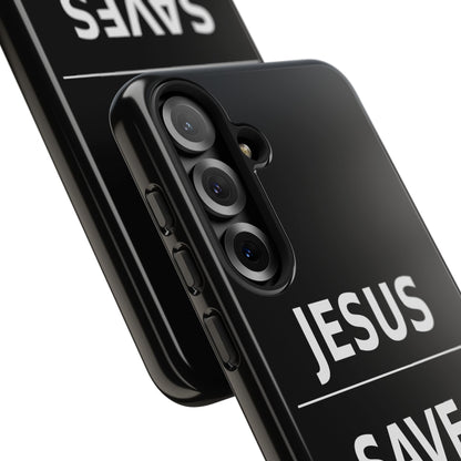 Jesus Saves Phone Case Christian Religious Minimalist Black Tough Cover
