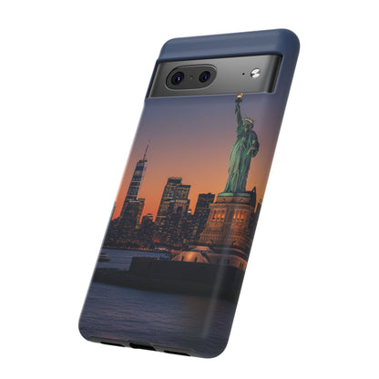 Statue of Liberty Sunset Phone Case – New York City Skyline Travel Aesthetic Tough Case