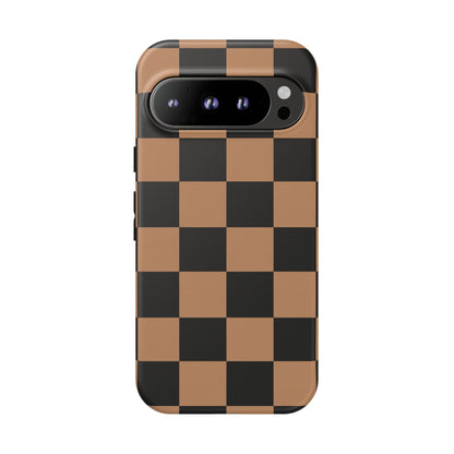 Brown Checkerboard Phone Case | Aesthetic Tough Protective Case