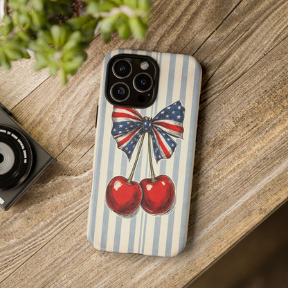 Patriotic Cherry Phone Case Americana Coquette Aesthetic iPhone Samsung