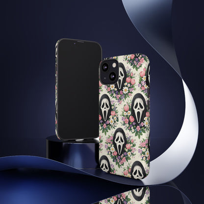Floral Ghost Face Aesthetic Phone Case – Cute Spooky Tough Cover