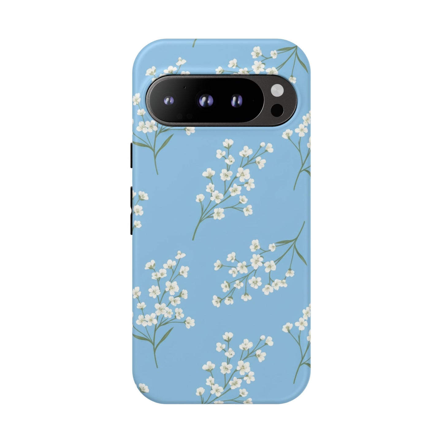 Baby’s Breath Floral Phone Case – Blue Minimal Flower Aesthetic Tough Case