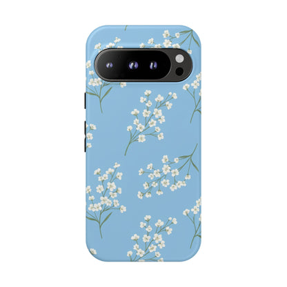 Baby’s Breath Floral Phone Case – Blue Minimal Flower Aesthetic Tough Case
