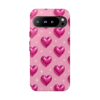 Pink Heart Pattern Phone Case | Tough Protective Case for Iphone, Samsung Galaxy and Pixel