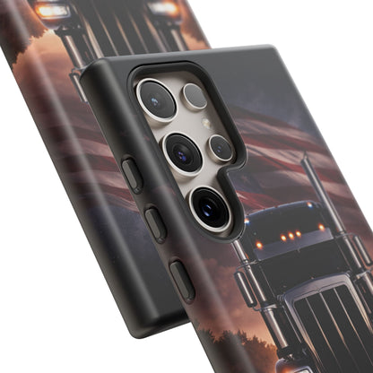 Semi Truck Phone Case American Flag Big Rig Trucker Gift iPhone Samsung