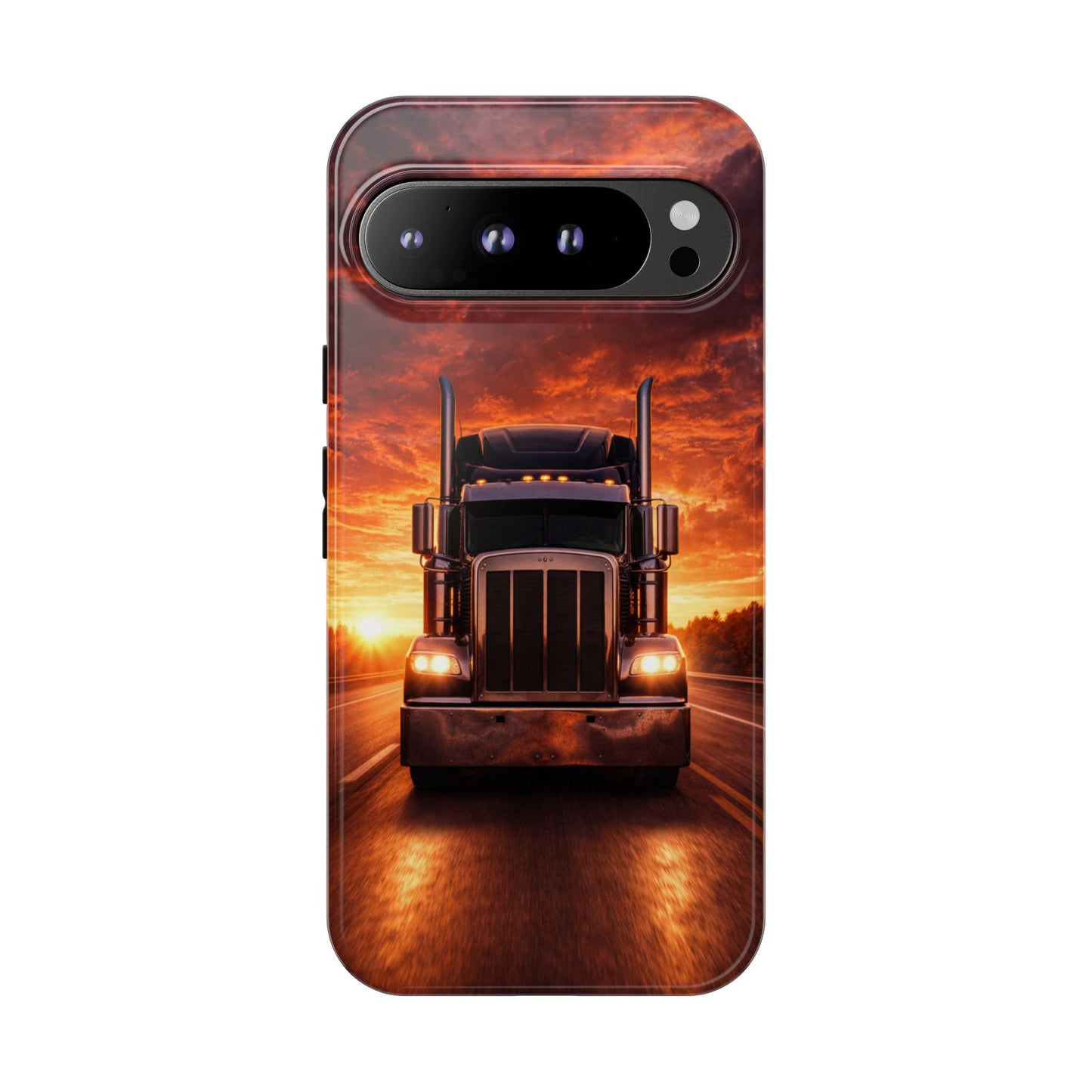 Big Rig Truck Phone Case Sunset Highway Semi Truck iPhone Samsung Cover