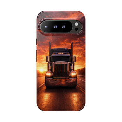 Big Rig Truck Phone Case Sunset Highway Semi Truck iPhone Samsung Cover