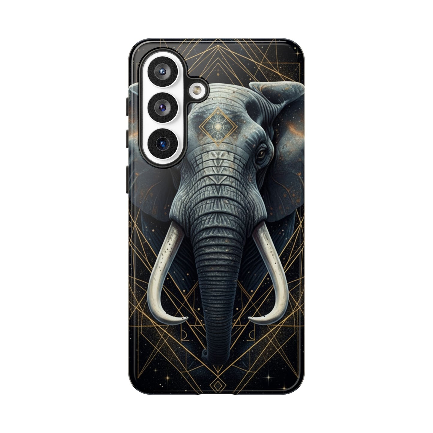 Elephant Mandala Phone Case – Black and Gold Spiritual Elephant Tough Protective Case