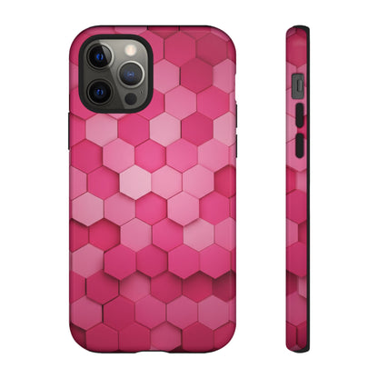 Hot Pink Hexagon Phone Case | Honeycomb Geometric Aesthetic | Cute Pink iPhone & Samsung Tough Protective Case