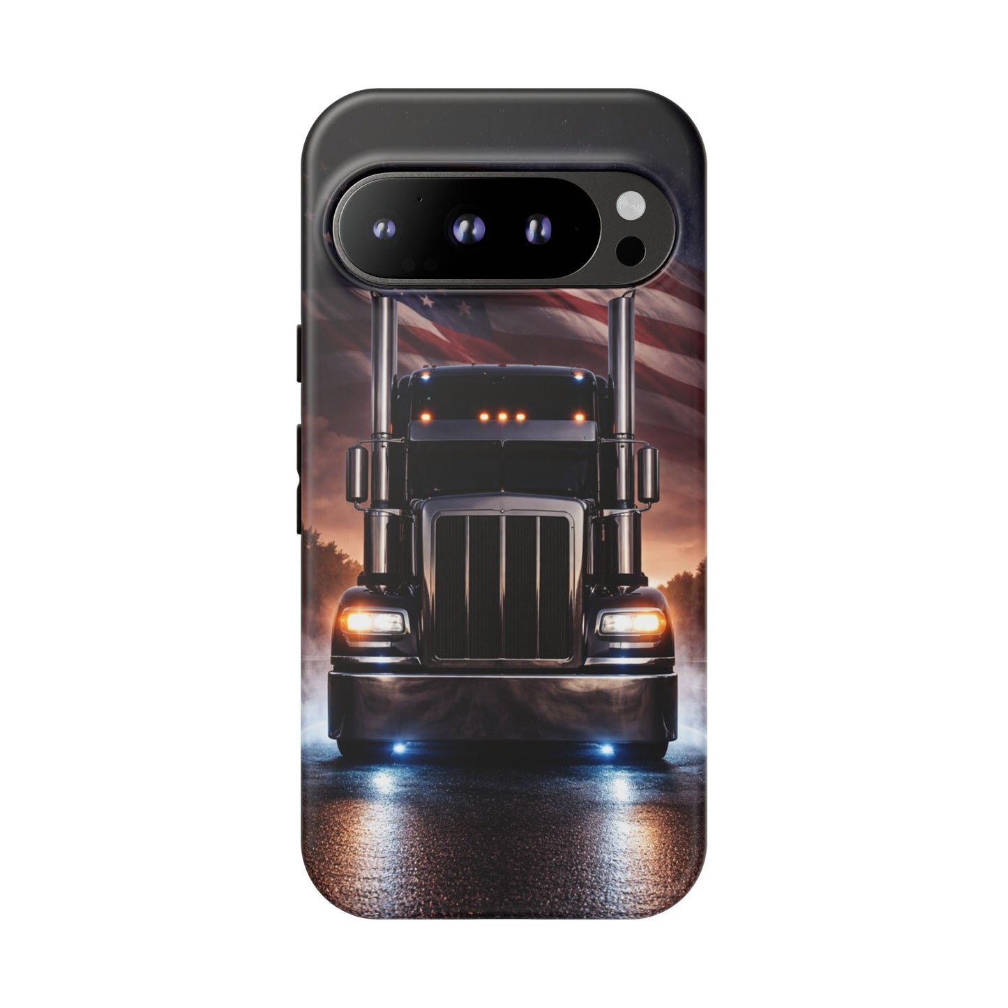 Semi Truck Phone Case American Flag Big Rig Trucker Gift iPhone Samsung