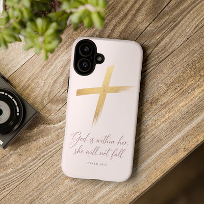 Psalm 46:5 God Is Within Her Christian Cross Phone Case Faith Gift