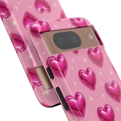 Pink Heart Pattern Phone Case | Tough Protective Case for Iphone, Samsung Galaxy and Pixel
