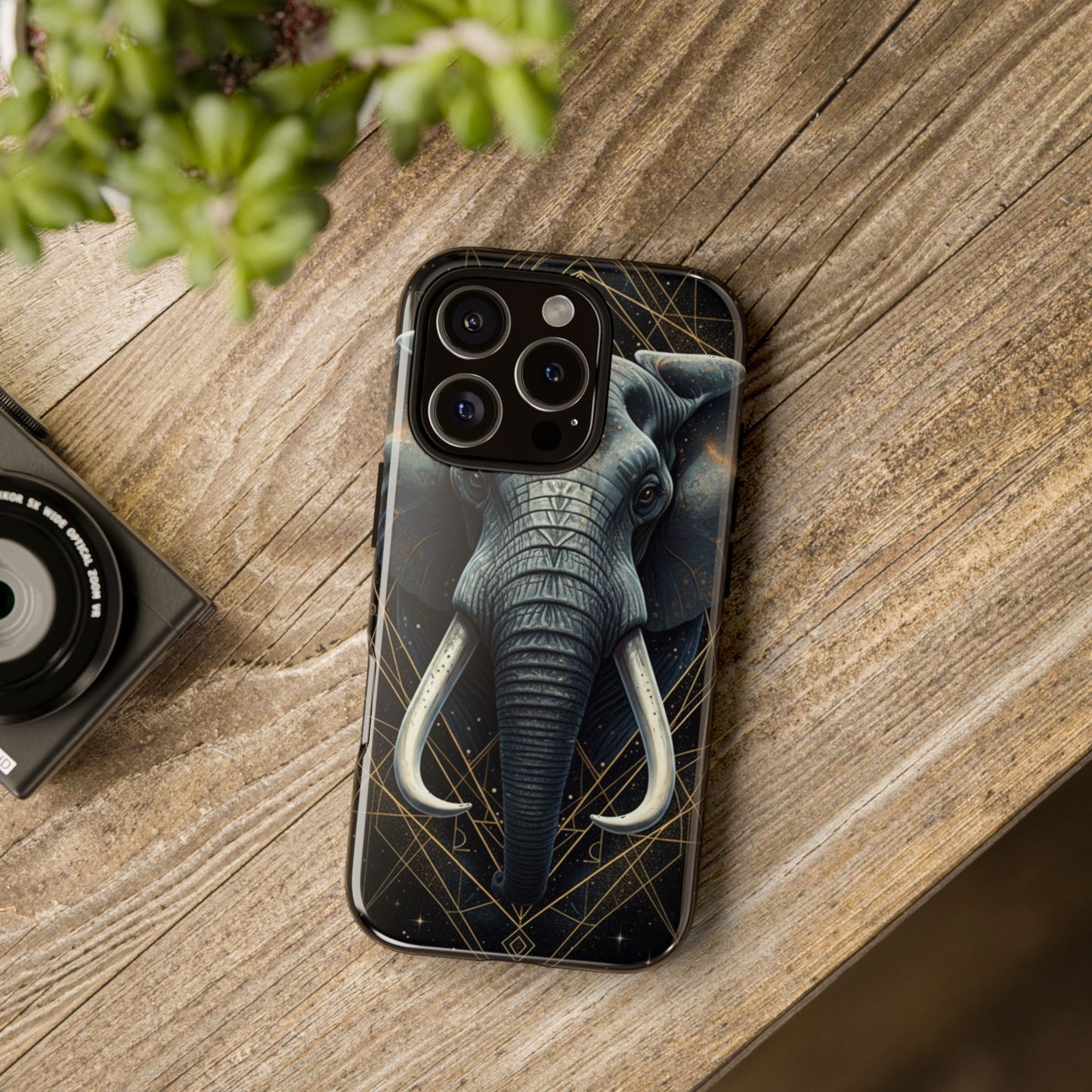 Elephant Mandala Phone Case – Black and Gold Spiritual Elephant Tough Protective Case