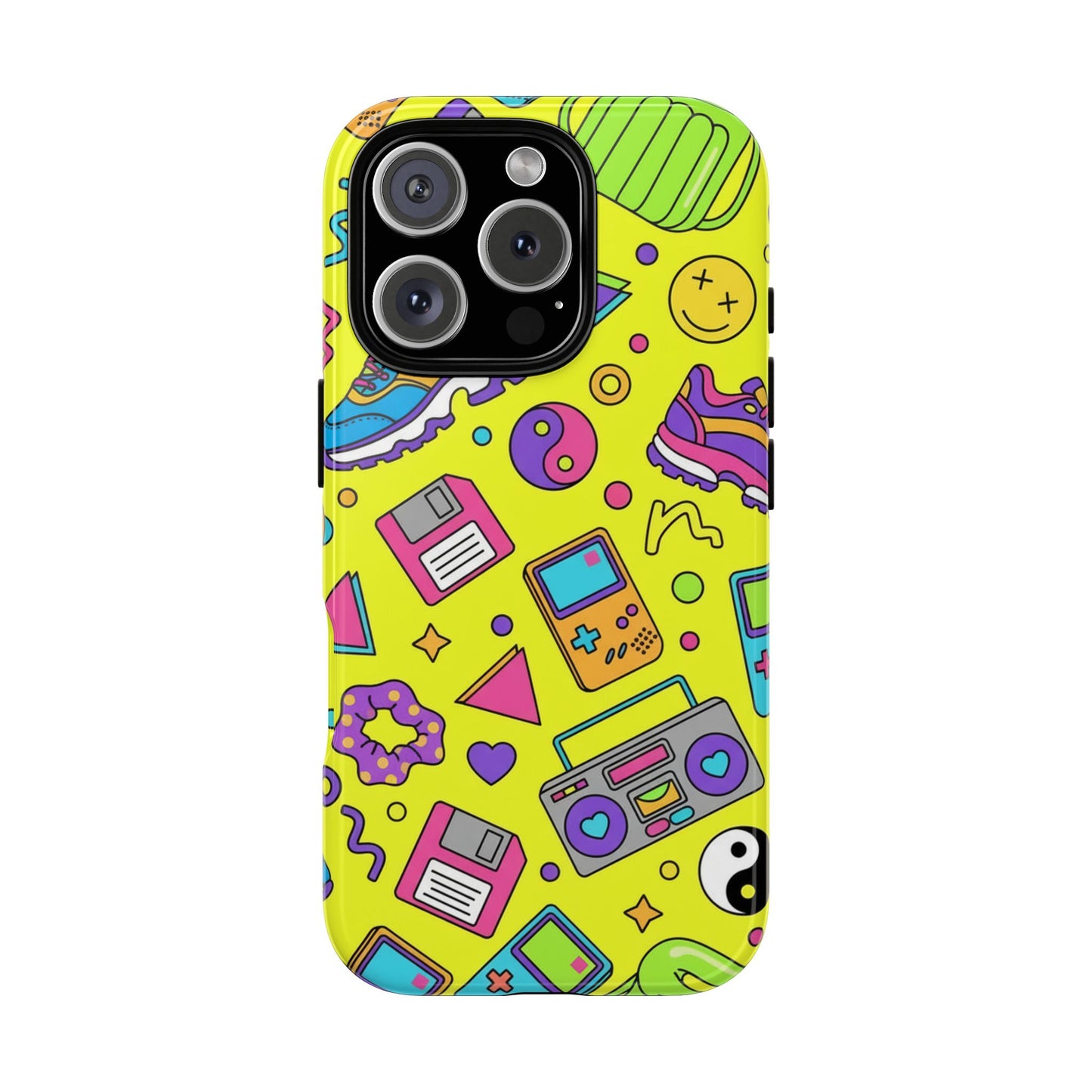 90s Retro Neon Phone Case – Y2K Nostalgia Colorful Icons Tough Protective Case