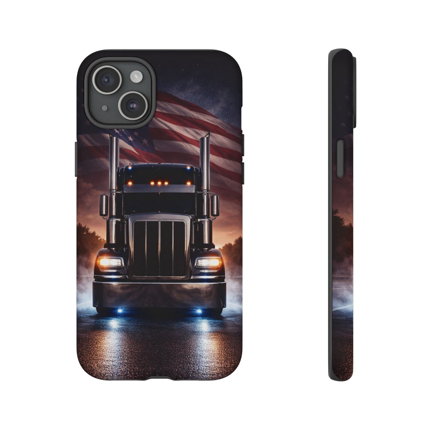 Semi Truck Phone Case American Flag Big Rig Trucker Gift iPhone Samsung