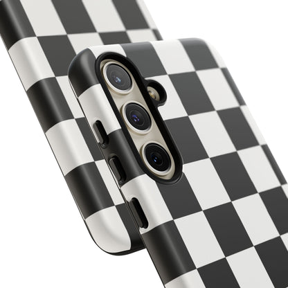 Black & White Checkerboard Phone Case – Classic Aesthetic Tough Protective Case for Iphone, Samsung Galaxy and Pixel