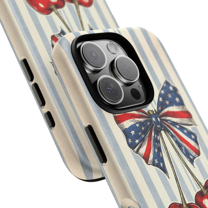 Patriotic Cherry Phone Case Americana Coquette Aesthetic iPhone Samsung