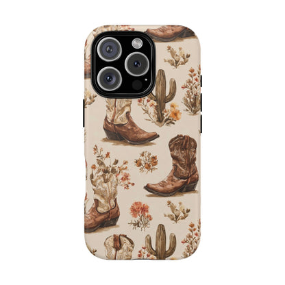Cowboy Boots Western Phone Case Rustic Cowgirl Cactus Floral iPhone Samsung Pixel