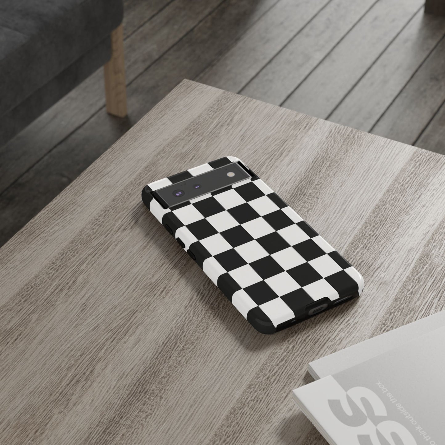 Black & White Checkerboard Phone Case – Classic Aesthetic Tough Protective Case for Iphone, Samsung Galaxy and Pixel
