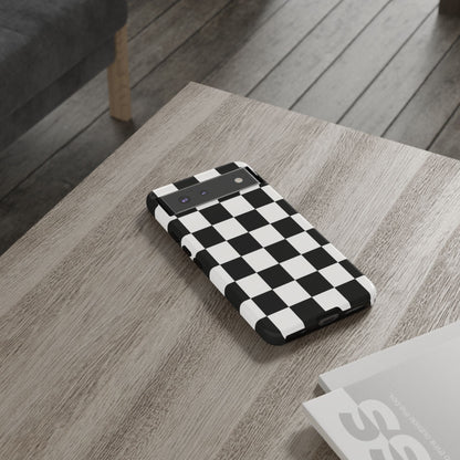 Black & White Checkerboard Phone Case – Classic Aesthetic Tough Protective Case for Iphone, Samsung Galaxy and Pixel