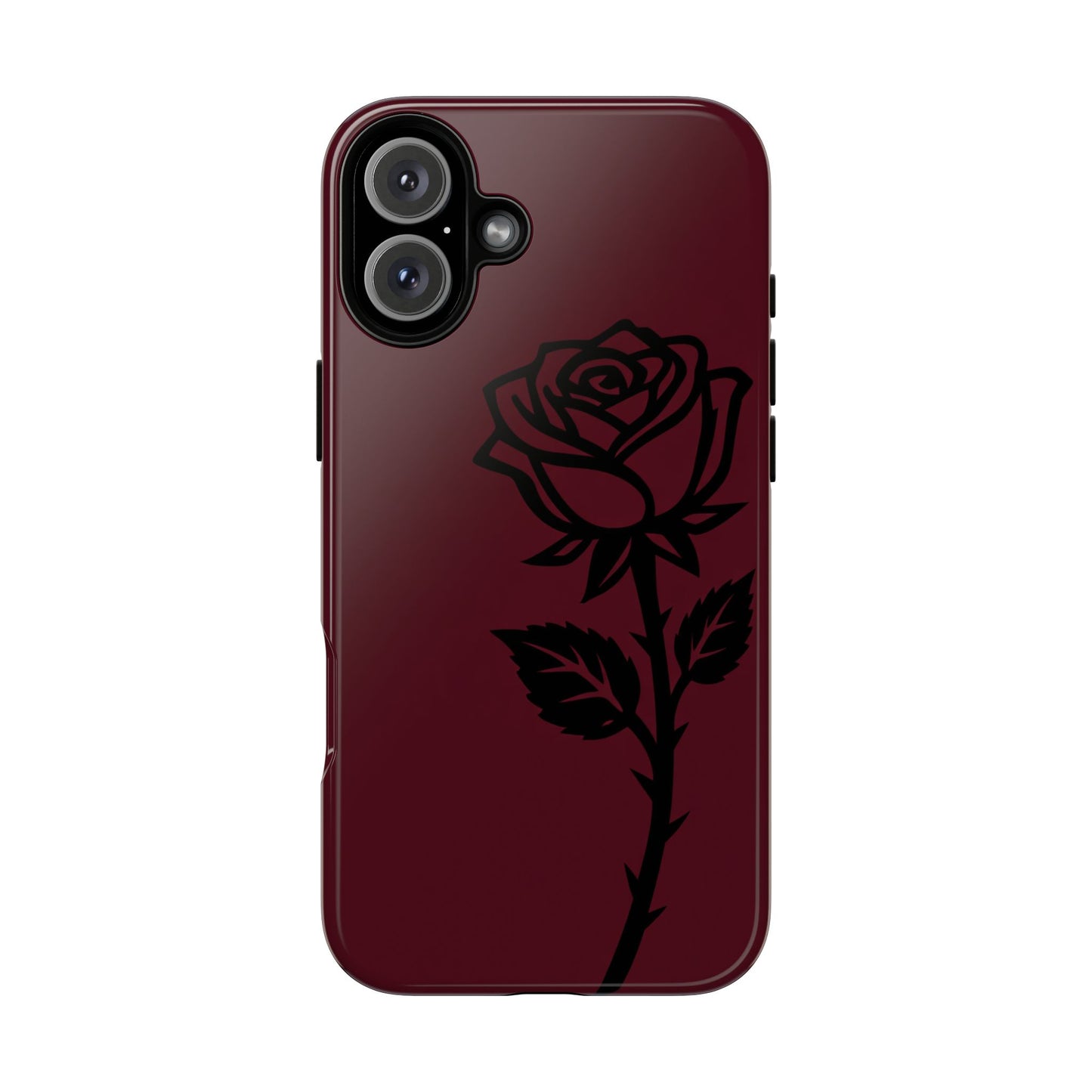 Black Rose Burgundy iPhone Case | Dark Aesthetic Shockproof Protective Cover