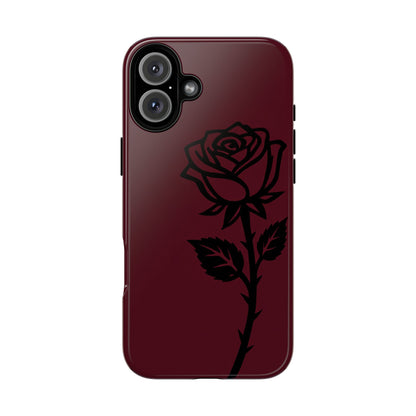 Black Rose Burgundy iPhone Case | Dark Aesthetic Shockproof Protective Cover