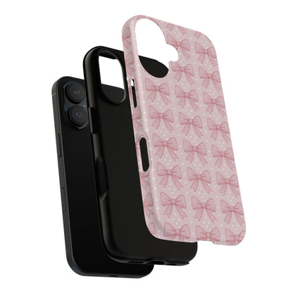 Pink Bow Pattern Phone Case – Soft Coquette Aesthetic Tough Case