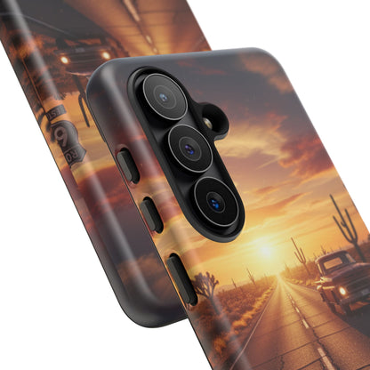 Route 66 Sunset Desert Highway Phone Case – Road Trip Travel Aesthetic Tough Case