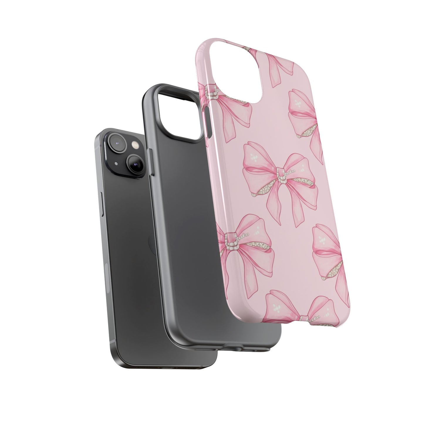 Pink Bow Pattern Phone Case | Coquette Aesthetic Tough Protective Case
