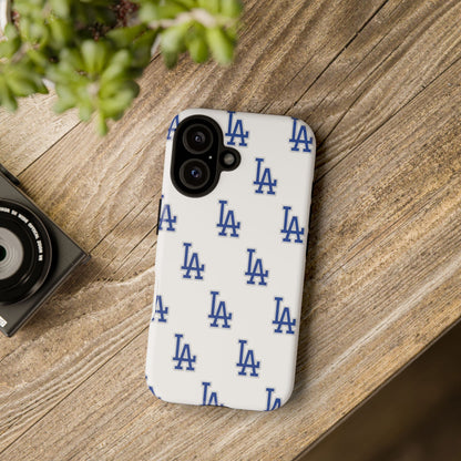 Blue LA Monogram Pattern Phone Case | Minimal Baseball Inspired Tough Cover