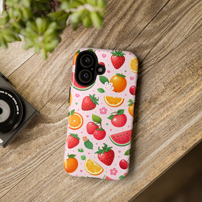 Fruit Phone Case – Tough Shockproof, Strawberry Cherry Citrus Summer Design for Iphone, Samsung Galaxy and Pixel