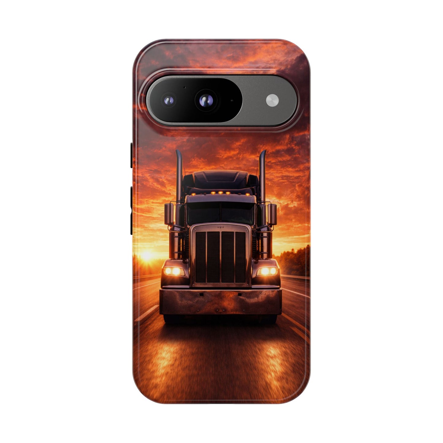 Big Rig Truck Phone Case Sunset Highway Semi Truck iPhone Samsung Cover